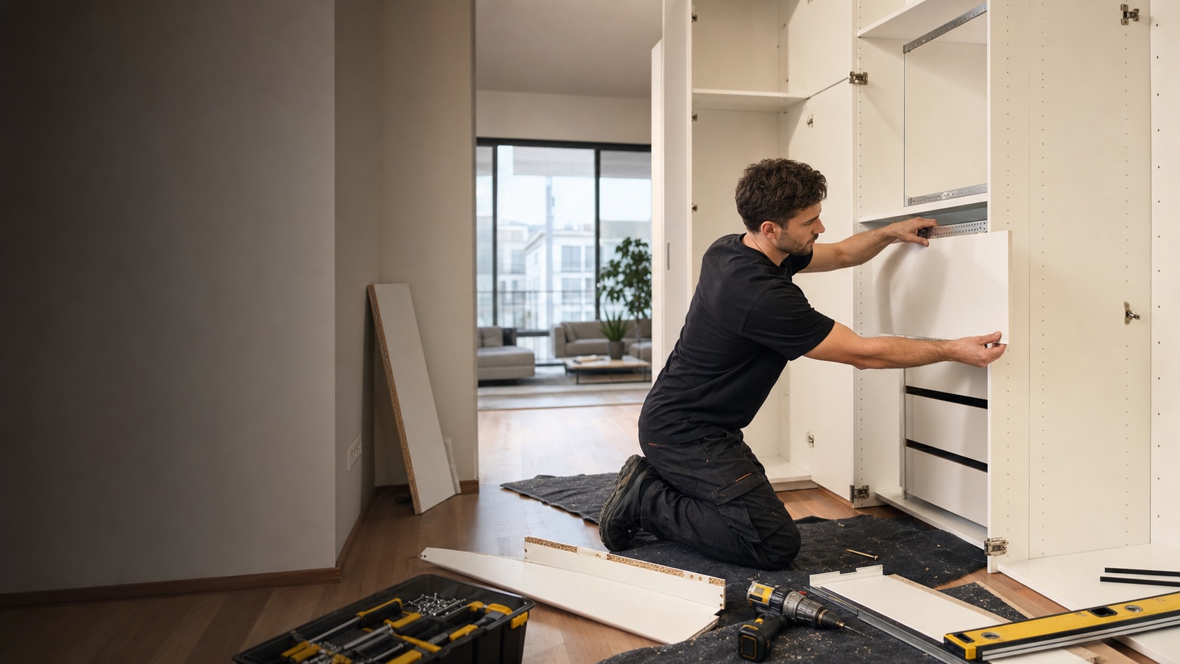 Professionelle Möbelmontage in einer modernen Wohnung